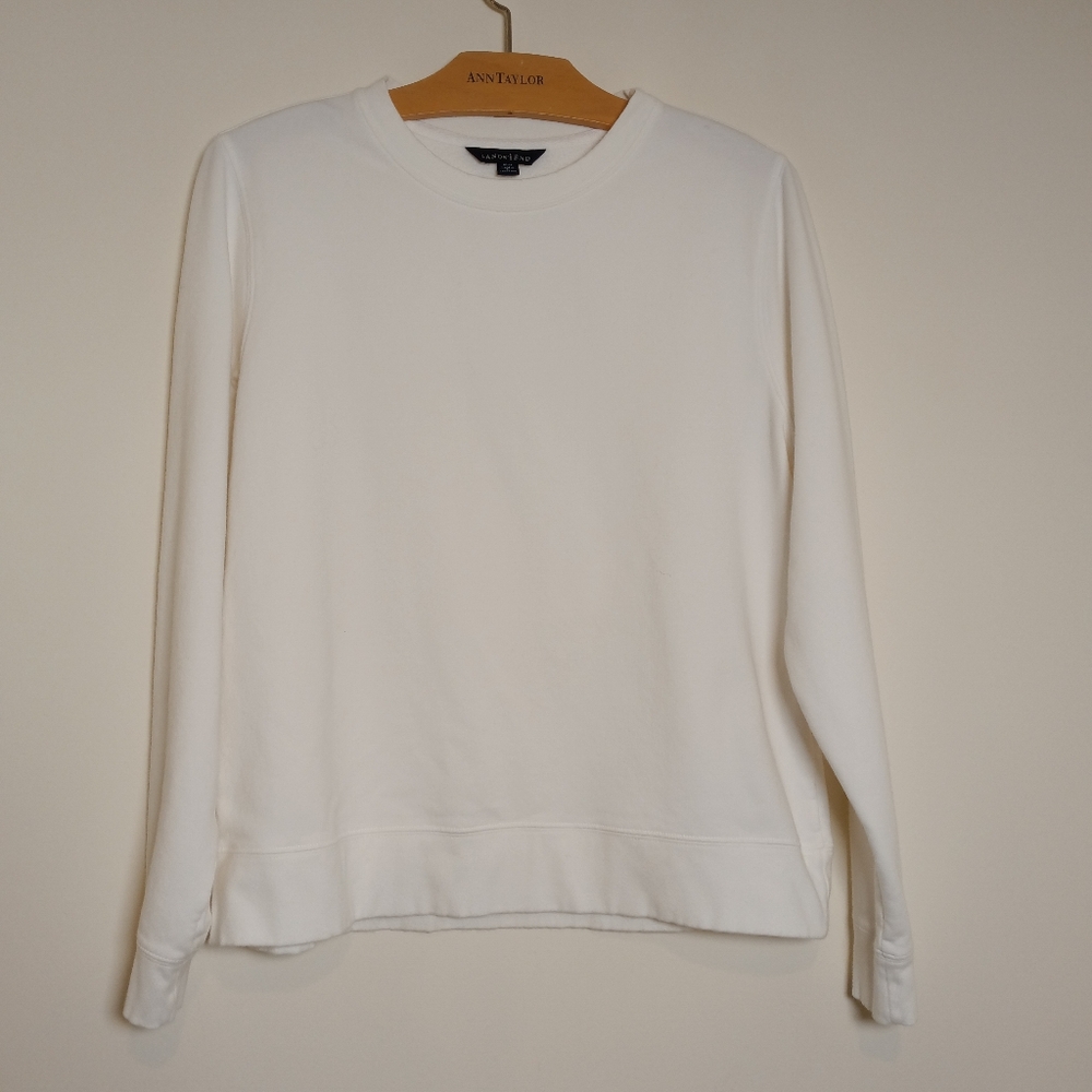 Lands' End Classic Crew Neck Sweatshirt White Size Medium